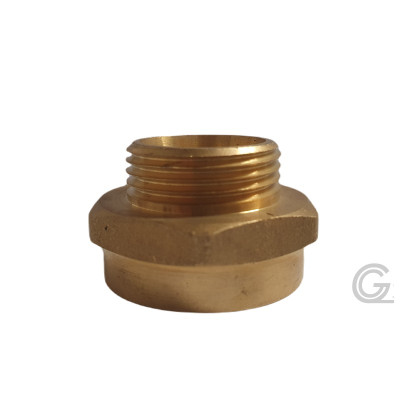 Brass double nipple, reduced - 1 1/2" x 2" - M/F